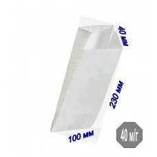 Паперовий крафт пакет саше 100*40*230 мм (білий)