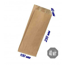 Паперовий крафт пакет саше 100*40*230 мм (бурий)
